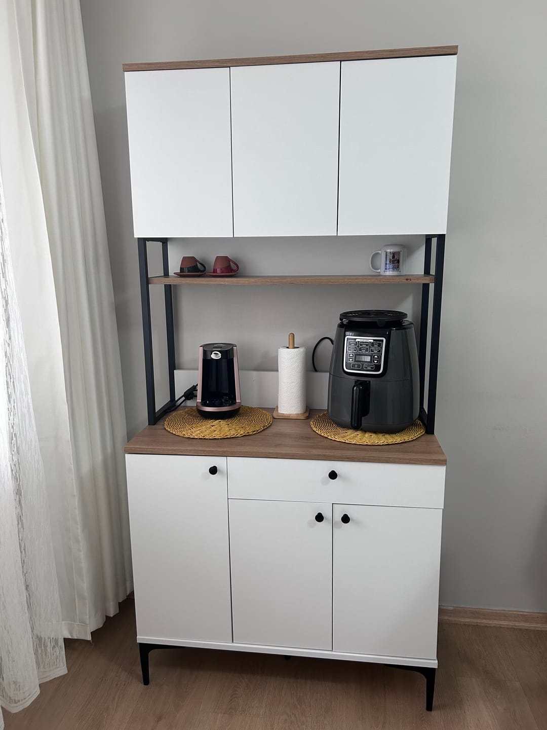 Customer photo review of Rani JE197 Çok Amaçlı Dolap 6 Kapaklı 1 Çekmeceli Kiler Mutfak Dolabı Sepet Ceviz - Beyaz
