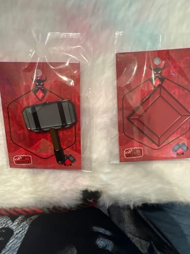 Customer photo review of Flee The Facility - Gem & Hammer Pin Pack