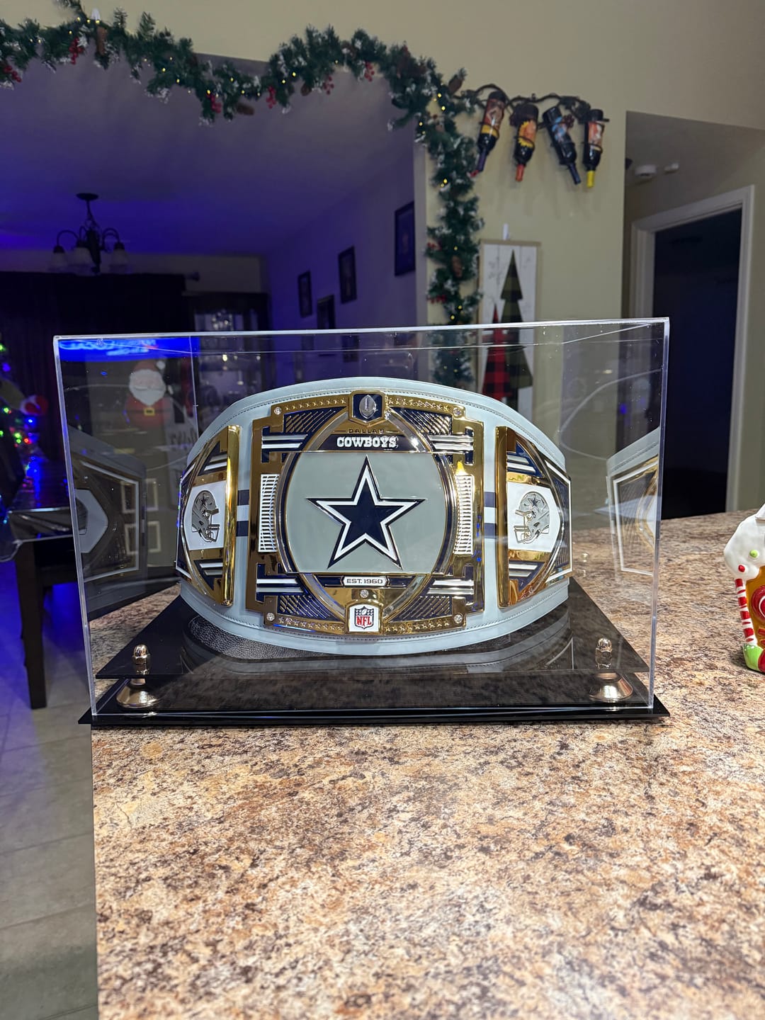 Customer photo review of Clear Acrylic Wrestling Belt Display Case - Clear (A014/V60)