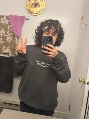 Customer photo review of Even Baddies Get Saddies Embroidered Sweatshirt
