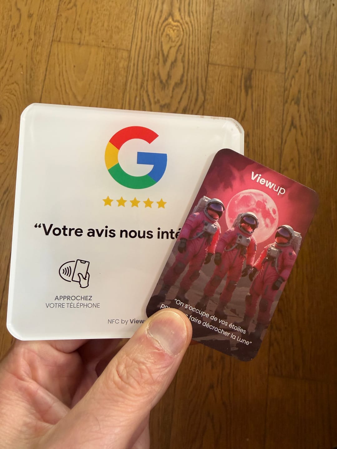 Customer photo review of Plaque avis Google NFC connectée avec QR code