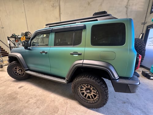 Reviewer's clean, matte green 4WD after using the Chassis Protech Starter 4WD Care Package.