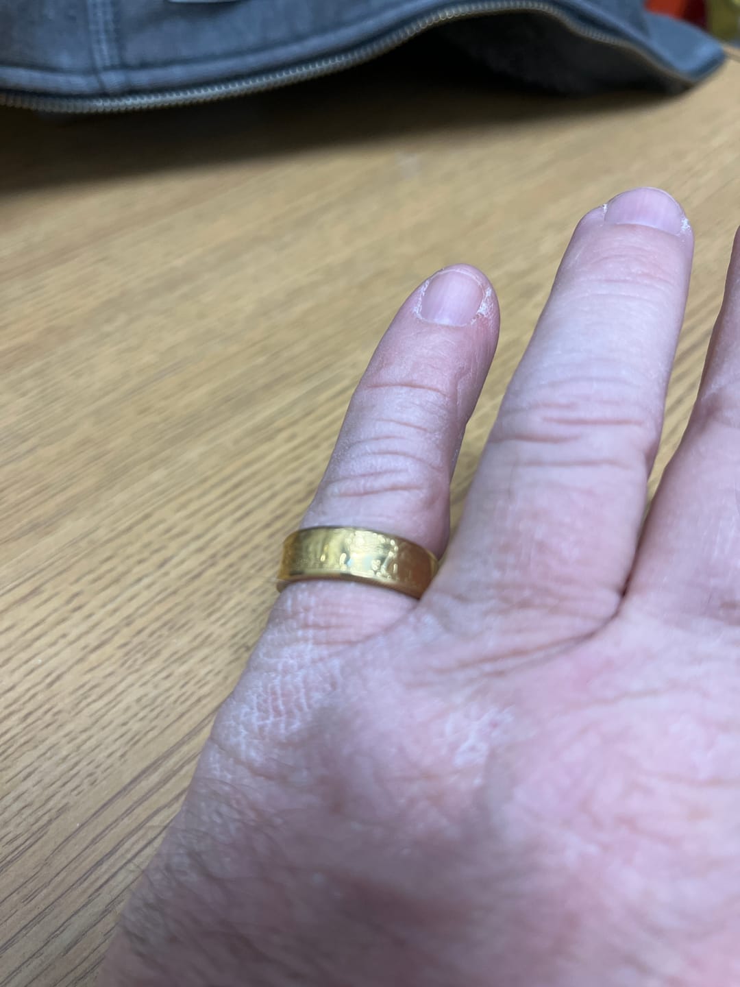 Customer photo review of Half Ounce American Gold Eagle Ring – Hand-Forged 22K U.S. Gold