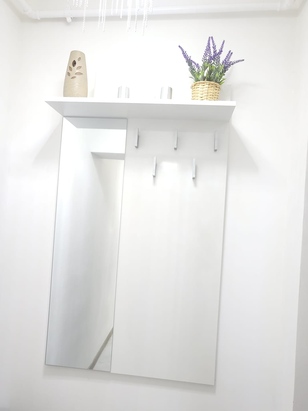Customer photo review of Cuier de perete cu oglinda LIMA PR-1, alb, PAL laminat, 70x20x120 cm