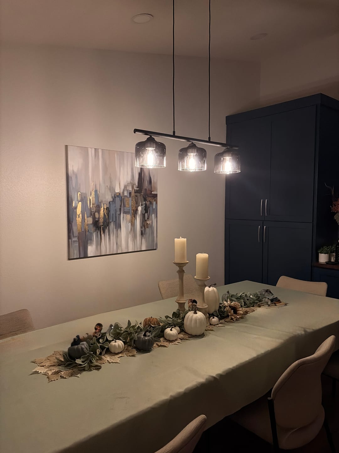 Customer photo review of Contemporary 3-Light Gradual Smoked Glass Island Chandelier