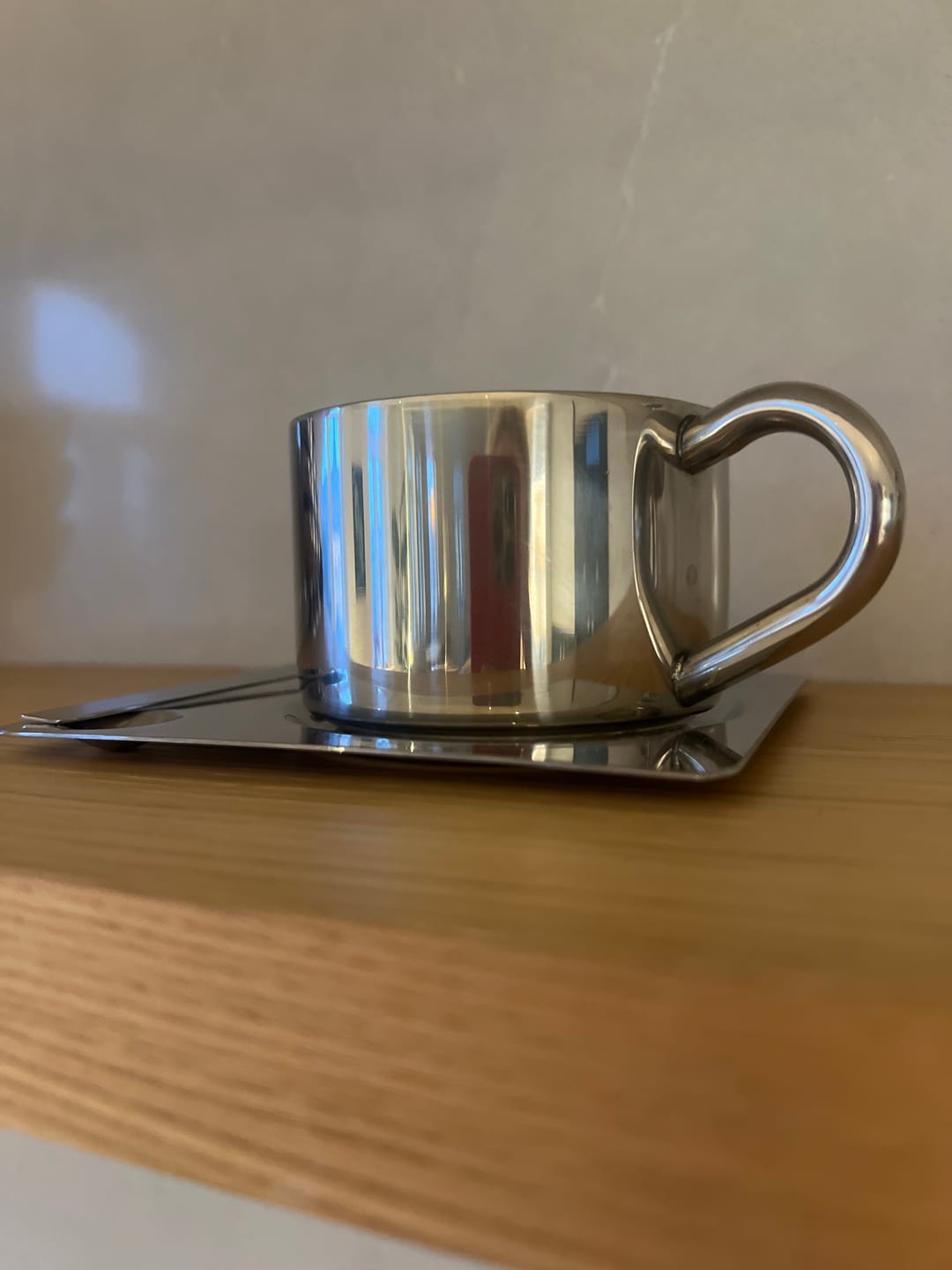 Customer photo review of Venice Mirror Cup with a Saucer & Spoon