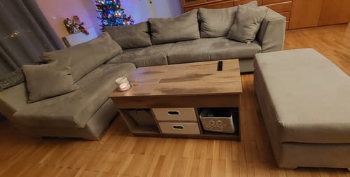 Customer photo review of Τραπεζάκι Σαλονιού Σερβιτόρος Με Ρυθμιζόμενο Ύψος Βοηθητικό Τραπέζι Καθιστικού Καναπέ Κάμελ LC-T210L01