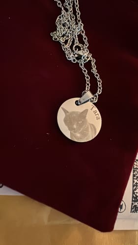 Customer photo review of Collier médaille personnalisée gravure photo animal en acier inoxydable