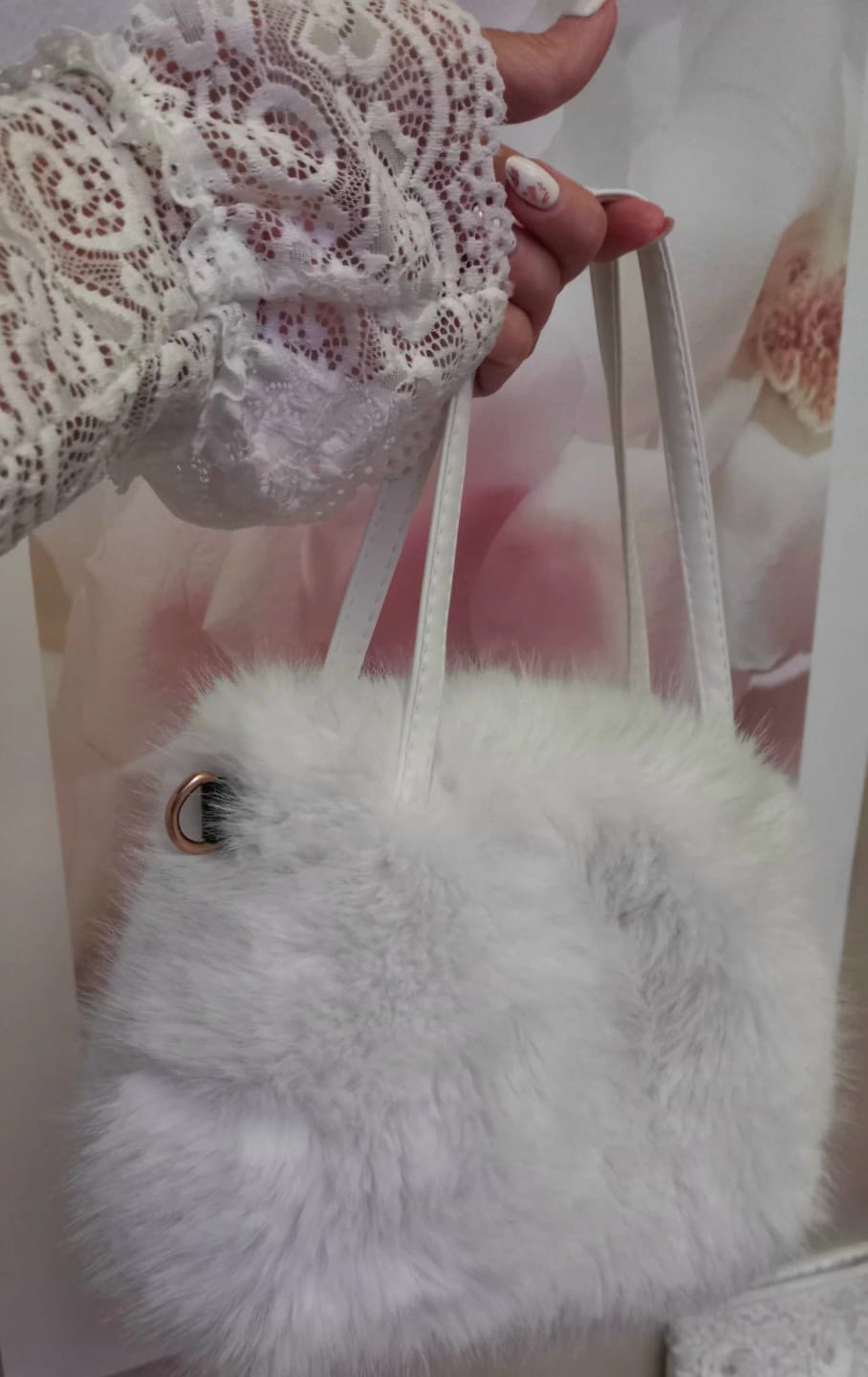 Customer photo review of Maricar Faux Fur Crossbody Bag