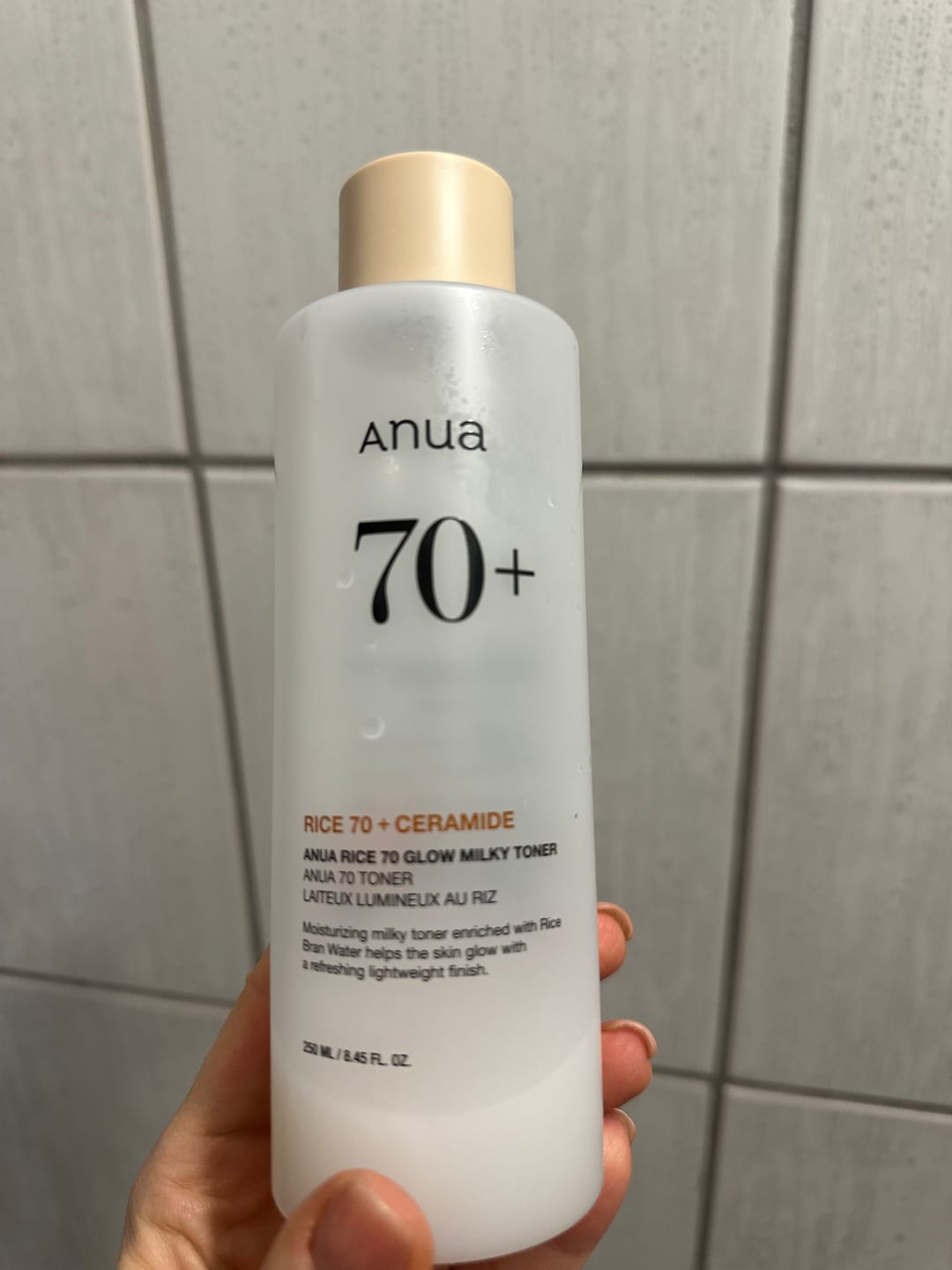 Customer photo review of Pieniņveida toniks mirdzuma piešķiršanai ādai ar rīsiem Anua Rice 70 Glow Milky Toner