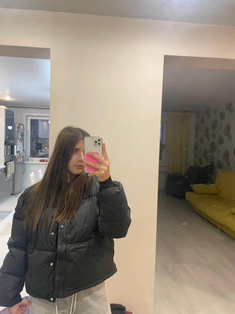 Customer photo review of Sammy Faux Leather Puffer Jacket