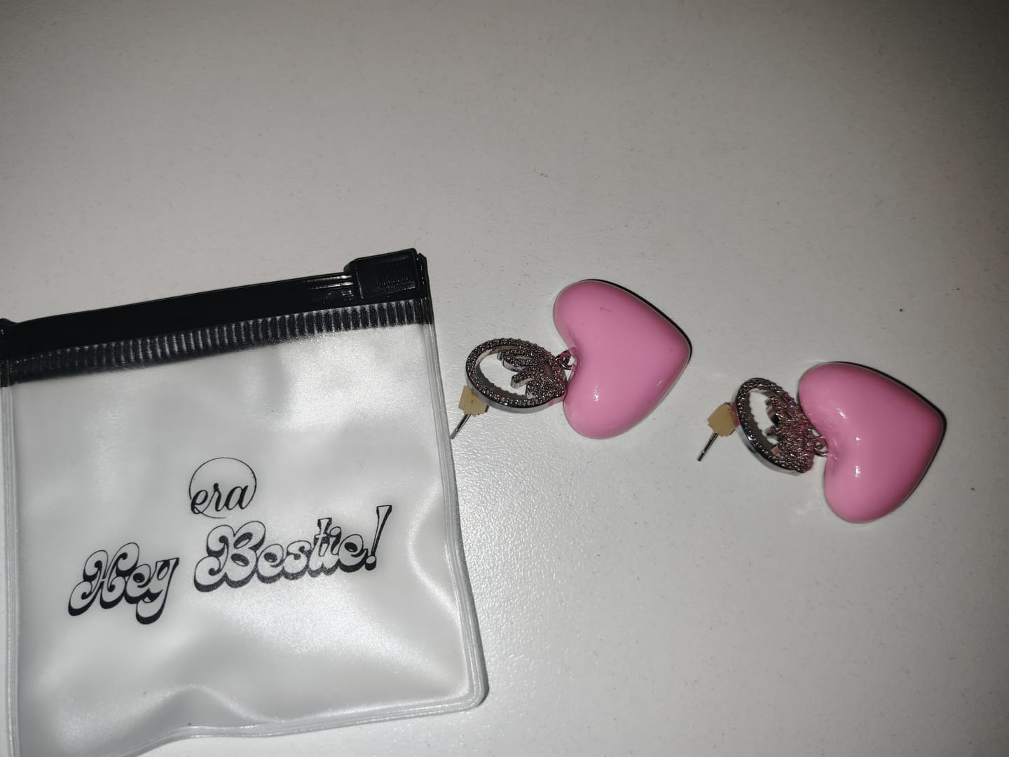 Customer photo review of Pink Era Adore Silver Earrings