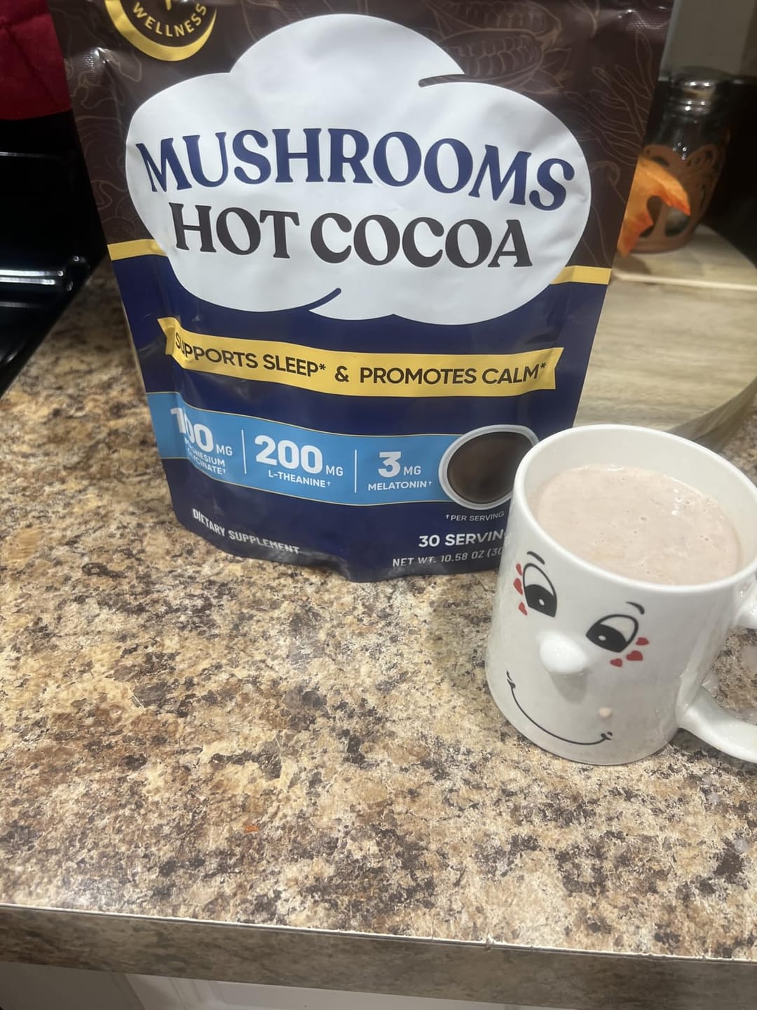 Customer photo review of Mushroom Sleep Hot Cocoa - 30 servings