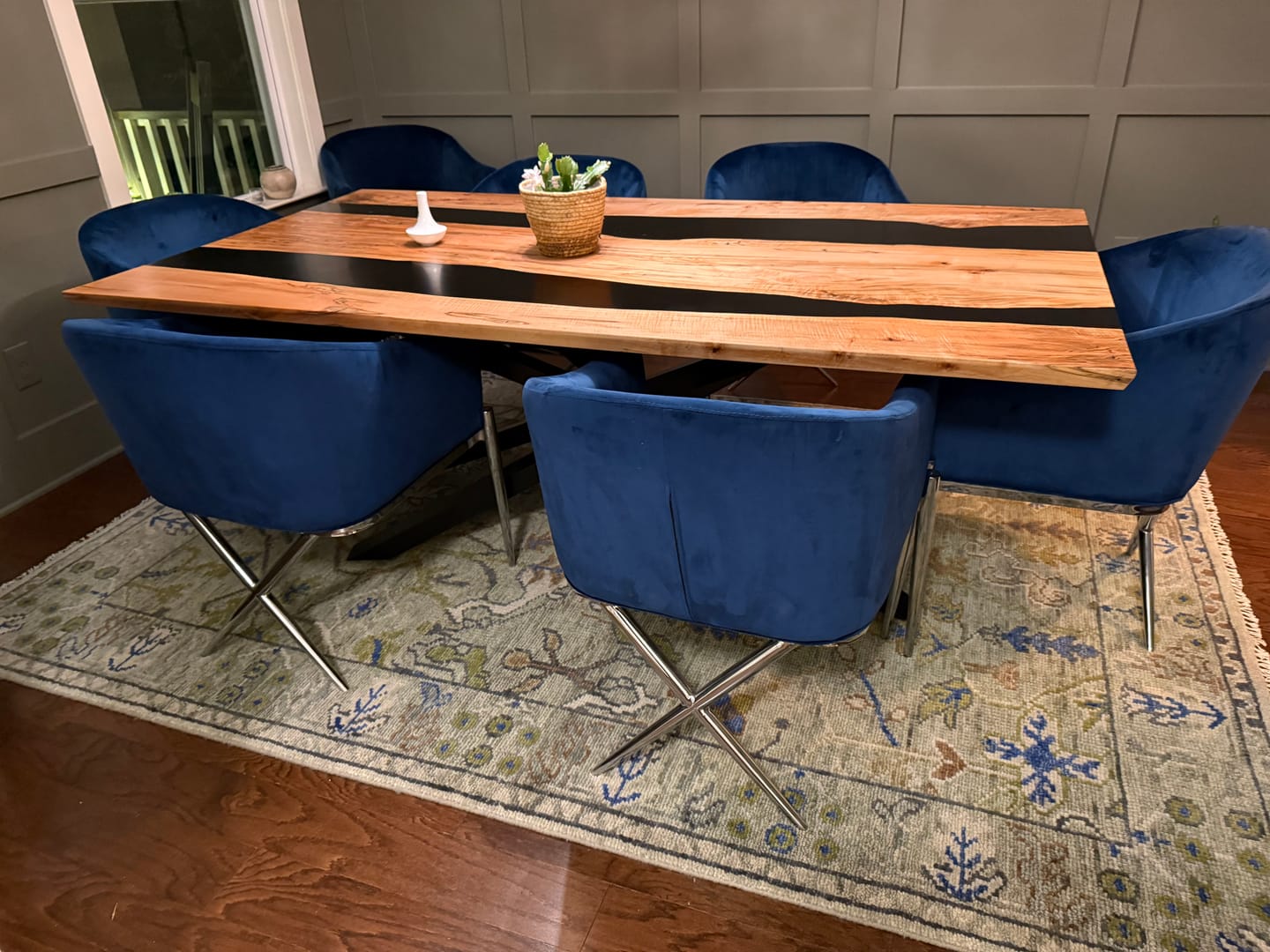 Customer photo review of The Plants and Roots Green Hand Knotted Traditional Custom Made Wool Area Rug