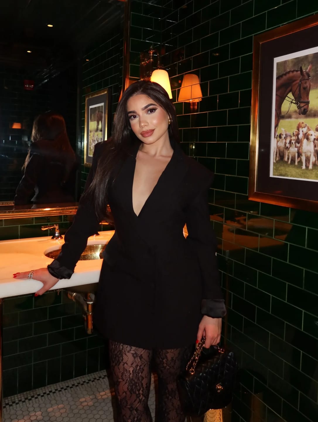 Customer photo review of Estella Deep V-Neck Blazer Dress