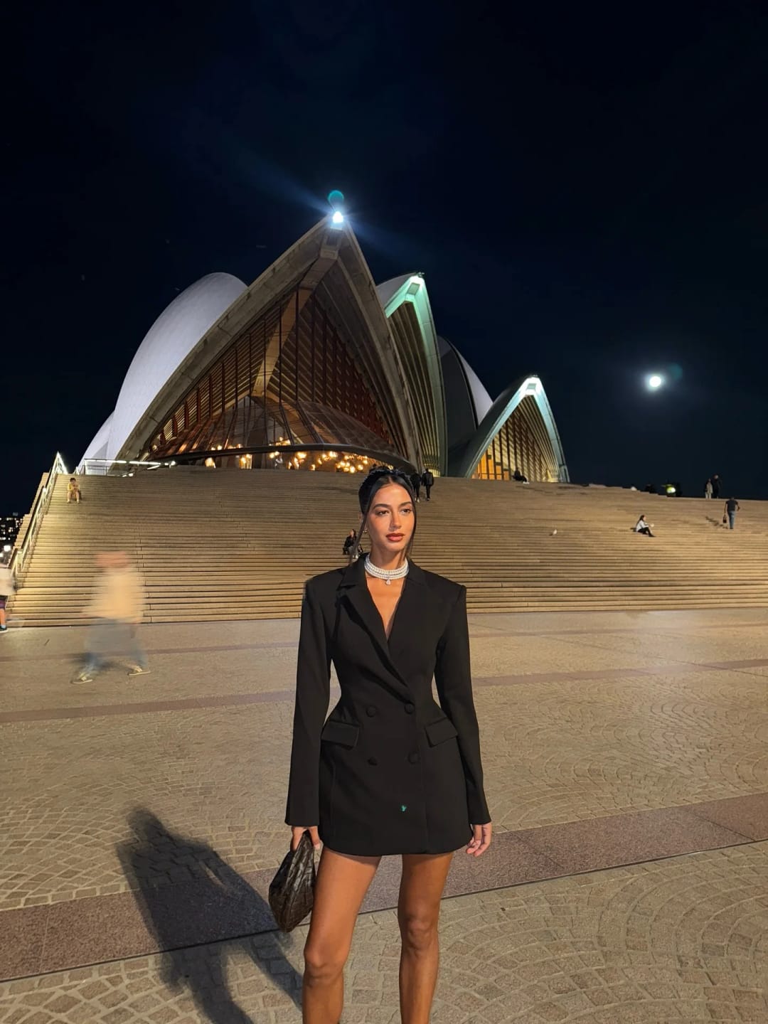 Customer photo review of Estella Deep V-Neck Blazer Dress