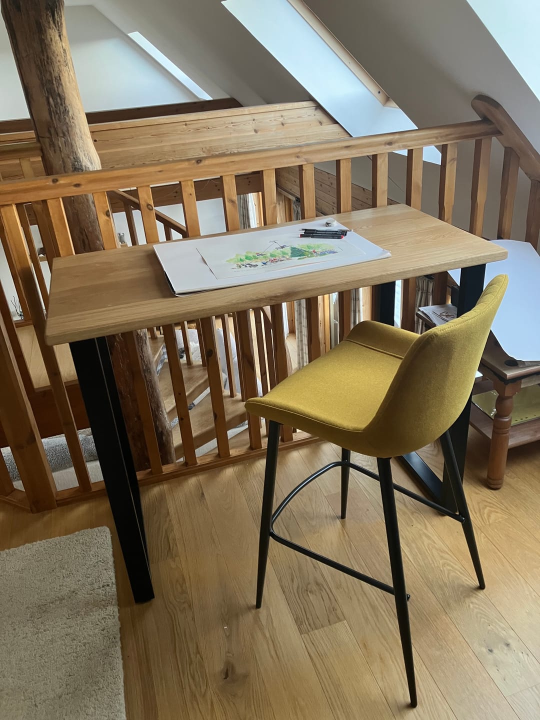 Customer photo review of Industrial Solid Oak Breakfast Bar
