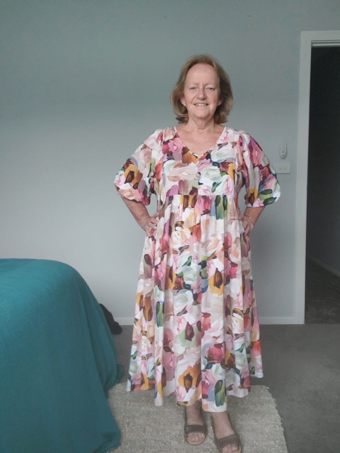 Customer photo review of Simona Midi Dress in Pink Multi