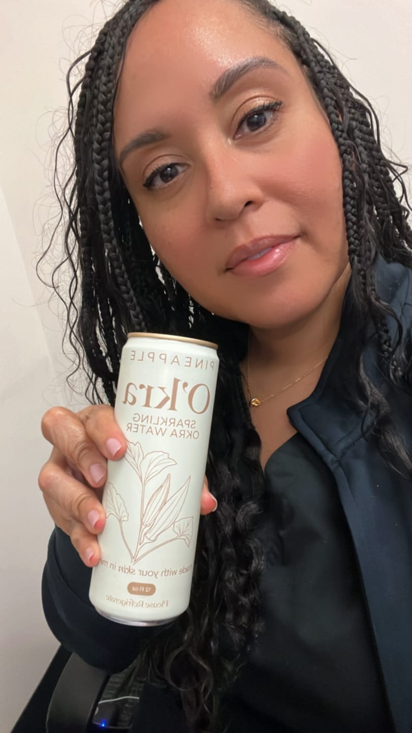 Customer photo review of O’kra – Sparkling Okra Water (Pineapple) | Hydration & Skin Health