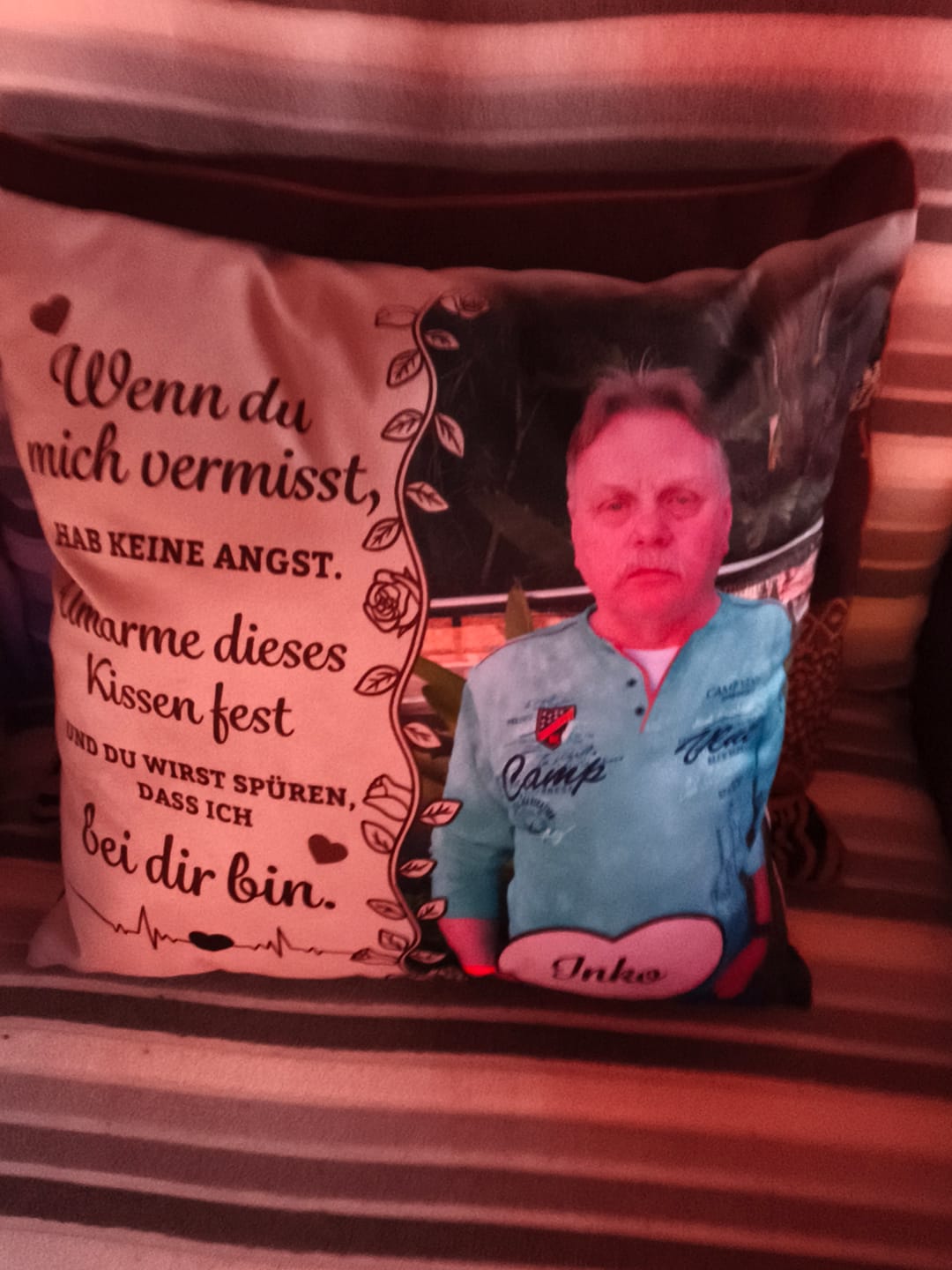 Customer photo review of Wenn du mich vermisst - Personalisiertes Kissen