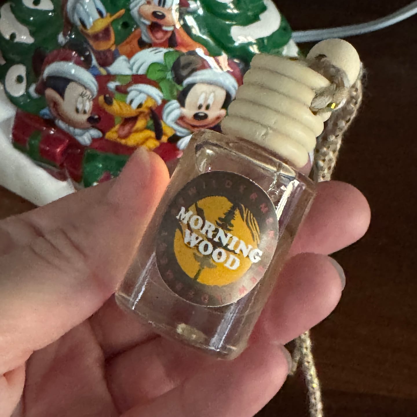 Customer photo review of Morning Wood Car Freshie