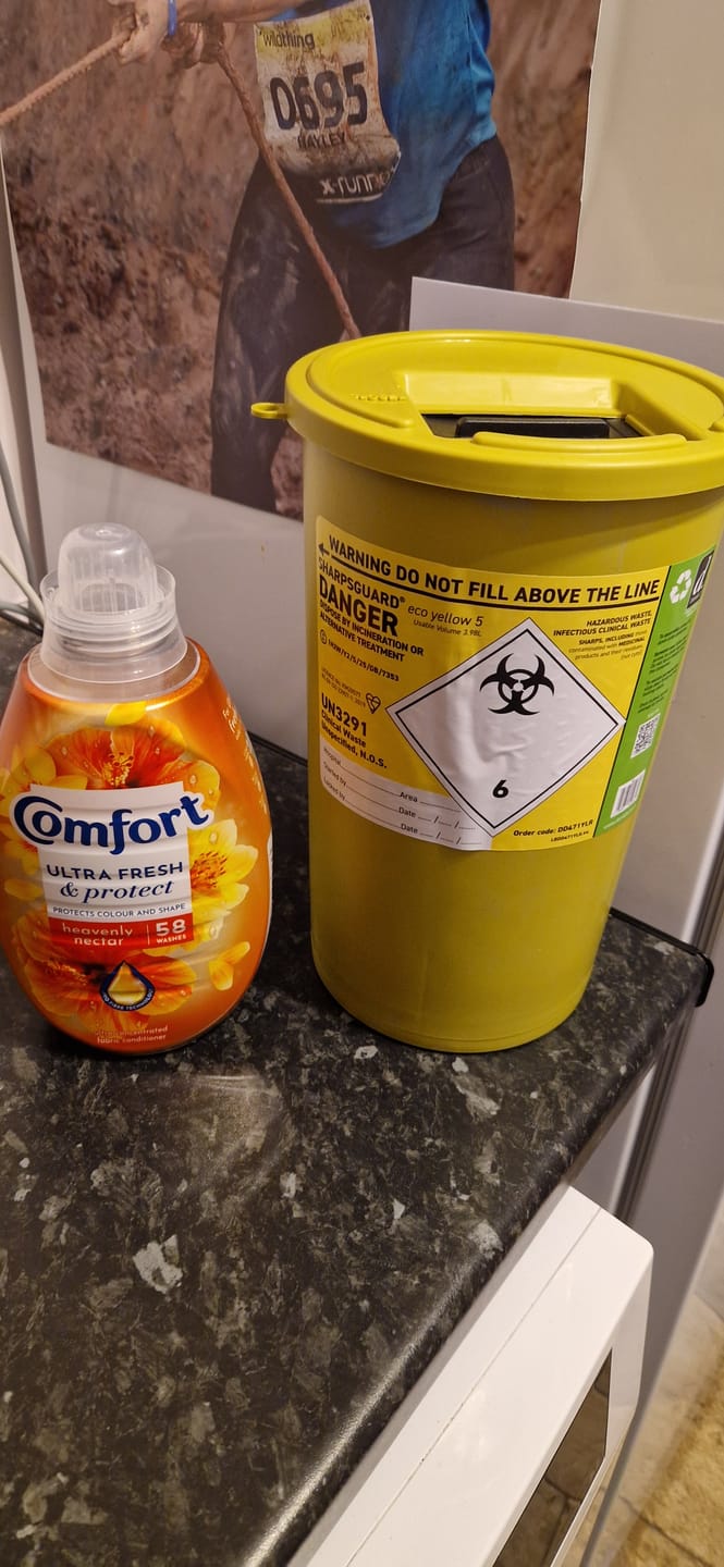 Customer photo review of Sharpsguard Yellow Sharps Bin - 5 Litre Sharps Bin