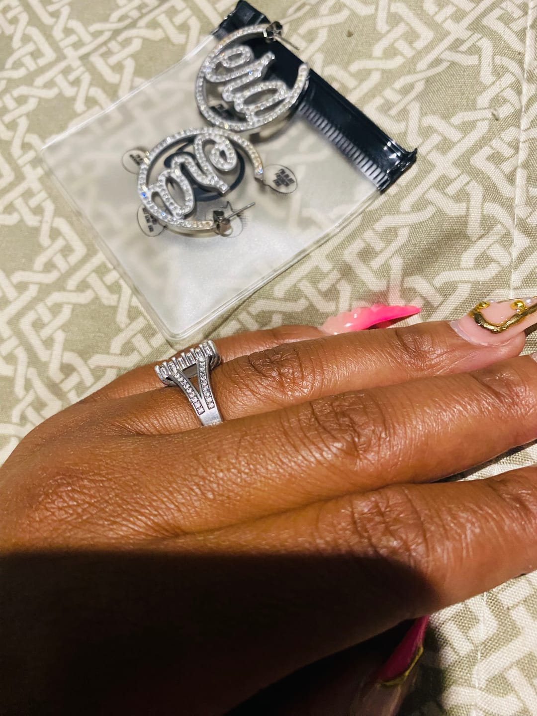 Customer photo review of Silver Luxe Mini Logo Hoops