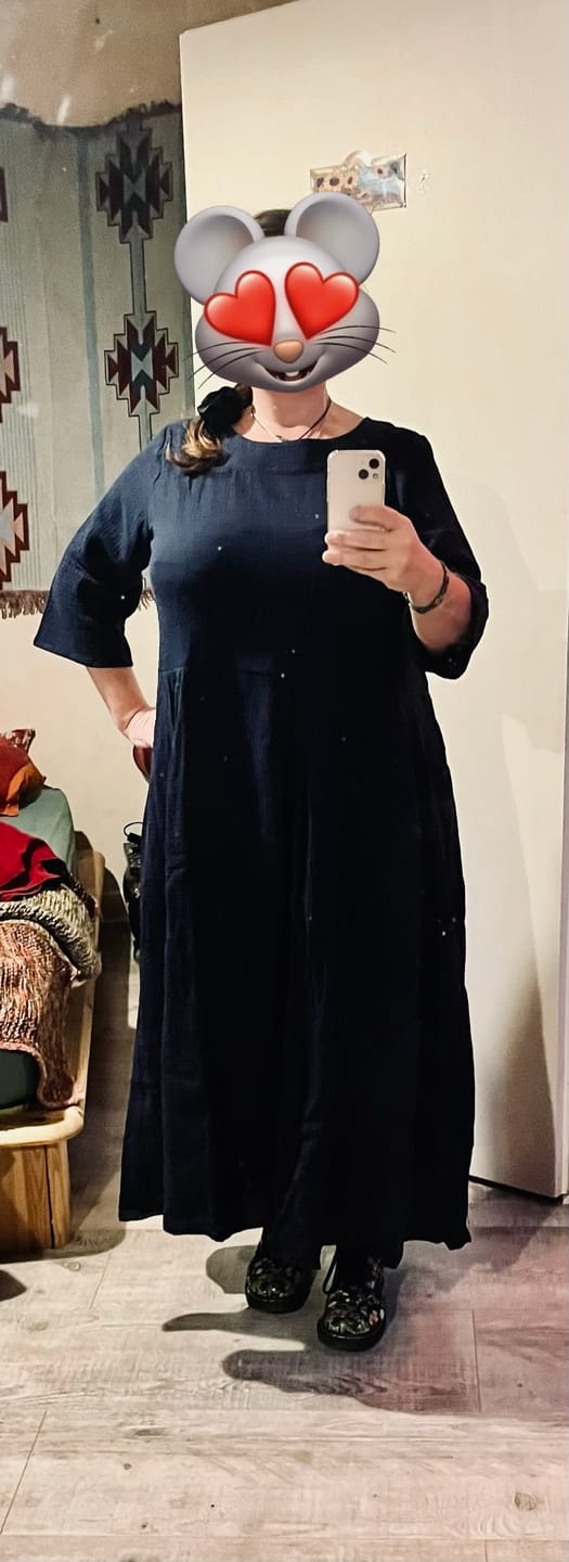 Customer photo review of Robe Louisa double gaze de coton marine