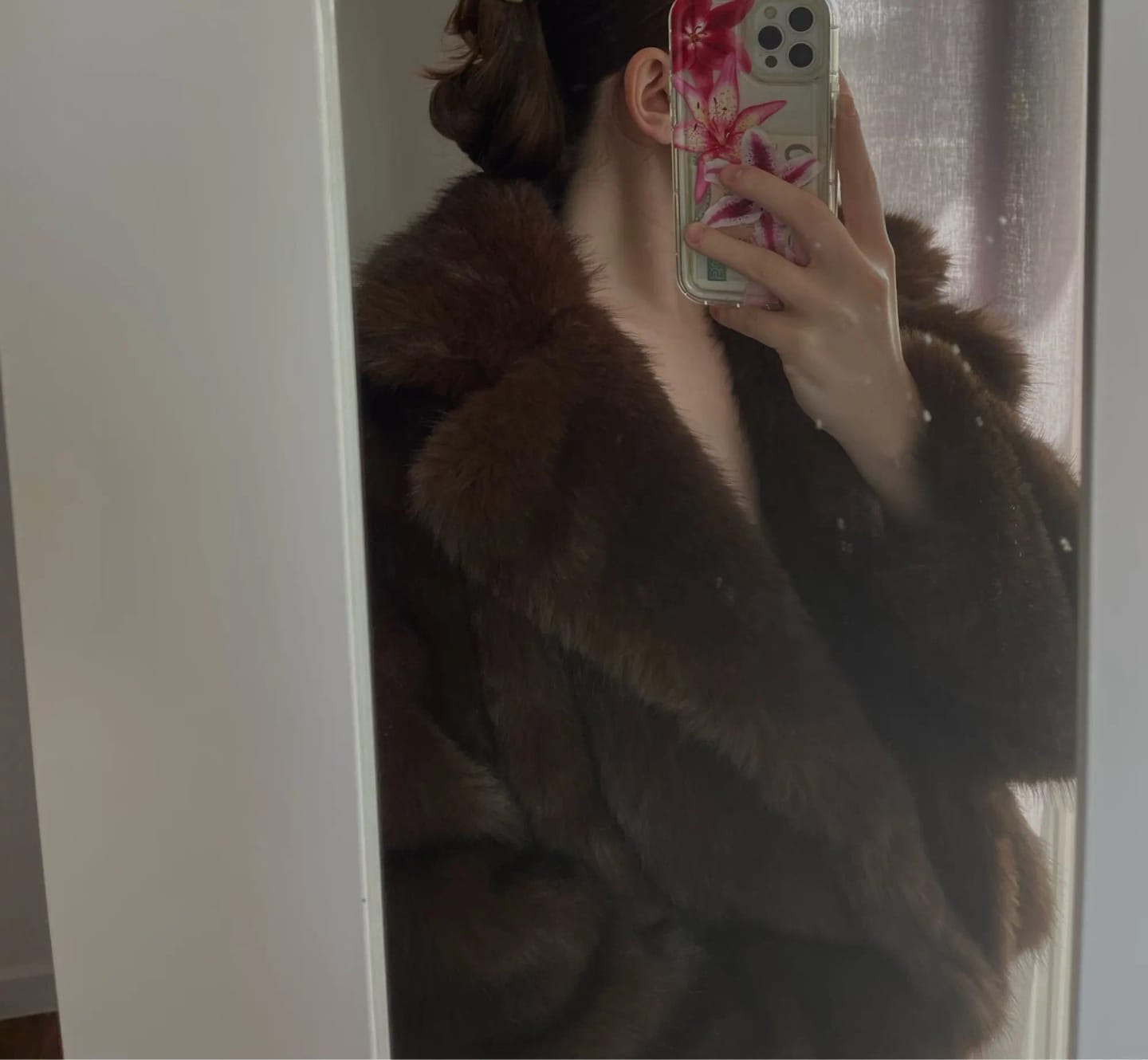 Customer photo review of Brinley Mid-Length Fluffy Jacket
