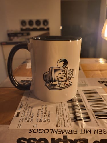 Customer photo review of TassenExpress - Becher Keramik Tasse mit Logo bedruckt 325ml Firmenlogo