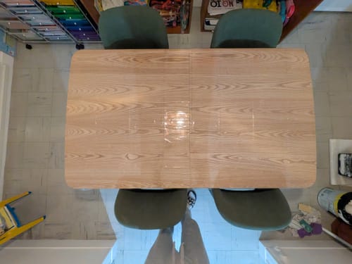 Customer photo review of CORTE - Table à manger 6-8 personnes extensible et rectangulaire en bois massif