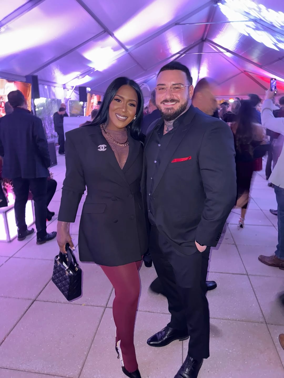 Customer photo review of Estella Deep V-Neck Blazer Dress