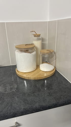Customer photo review of Bamboo & Glass 5 Piece Laundry Pack with Liquid Jar