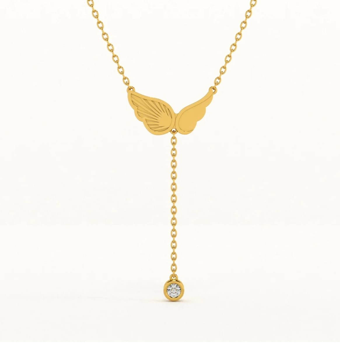 Customer photo review of Angel Wing Dangling Diamond Necklace