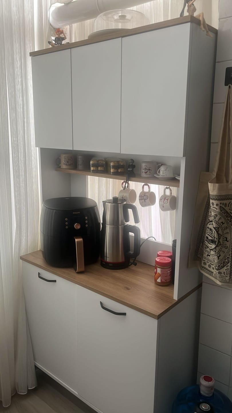 Customer photo review of Rani JE192 Çok Amaçlı Dolap 5 Kapaklı Kiler Mutfak Dolabı Beyaz - Sepet Ceviz