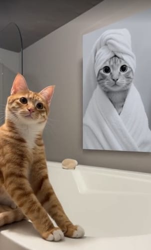 Customer photo review of Artzuzu Custom Portrait For Pets - The Bathtime