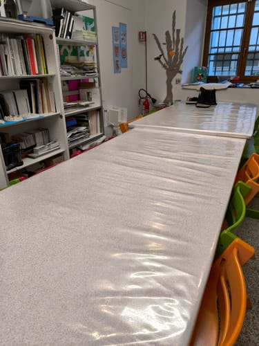 Customer photo review of Tovaglia Plastificata Pvc Glitter oro a metraggio trasparente protezione tavola Cristal a metro