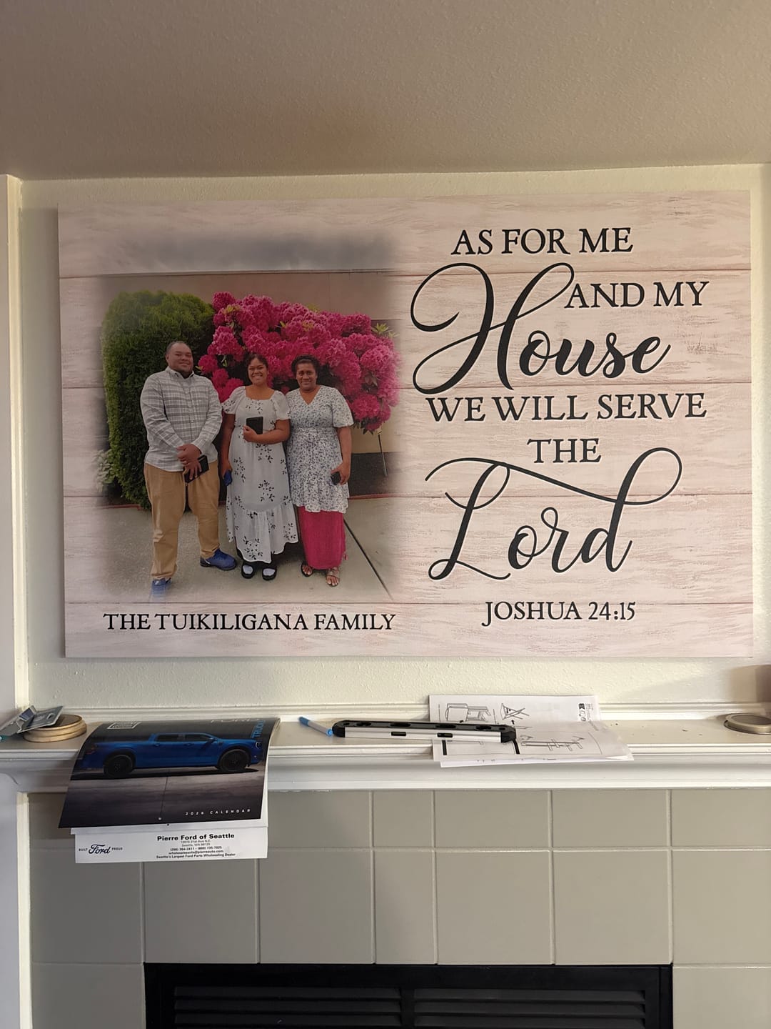 Customer photo review of Personalized, As for Me and My House Joshua 24:15, Custom Family Name & Photo, Wall Art Canvas