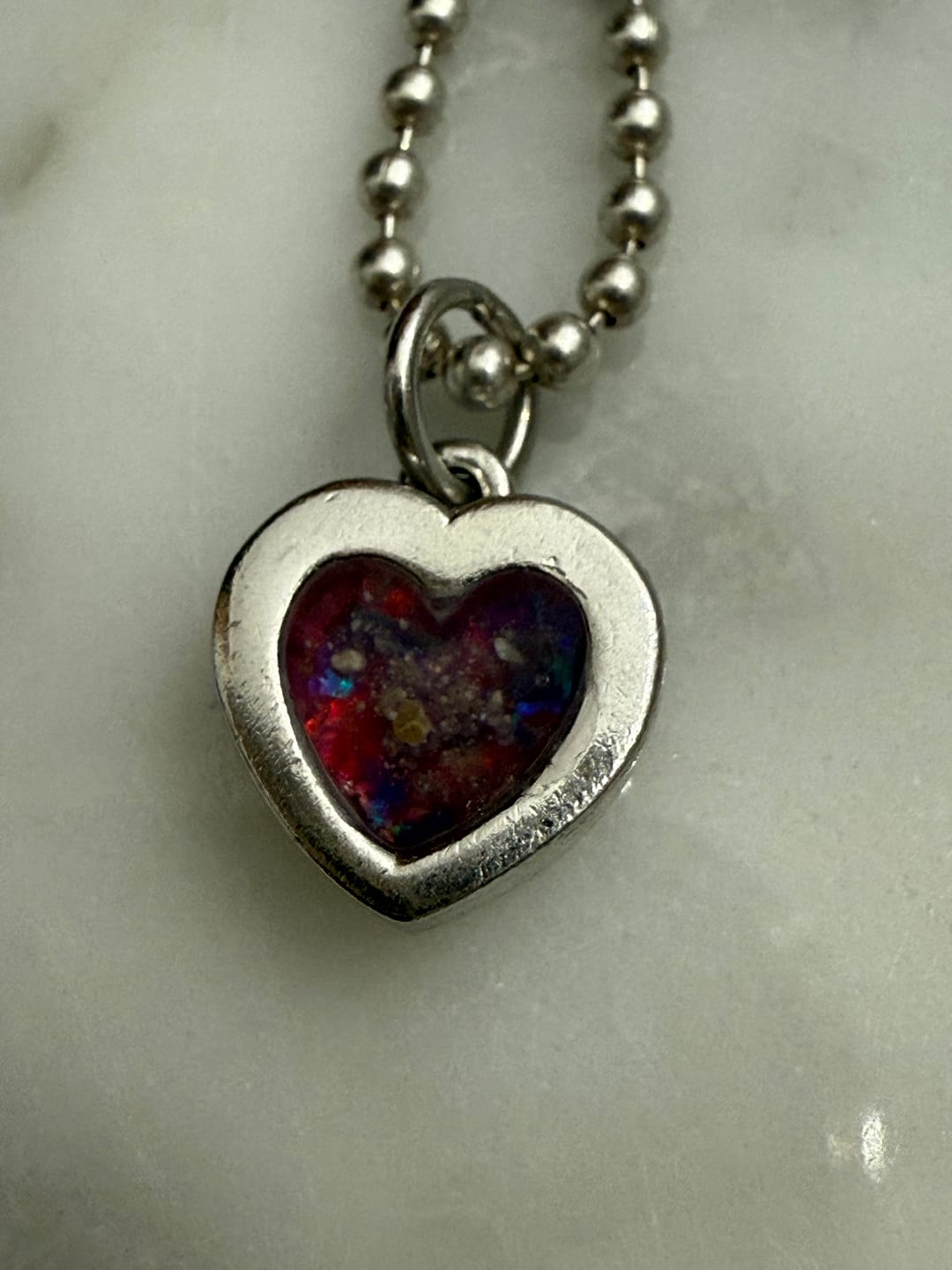Customer photo review of Dainty Heart Cremation Pendant