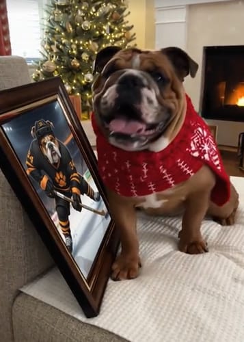 Customer photo review of Artzuzu Custom Portrait For Pets - The Ice Hockey Player