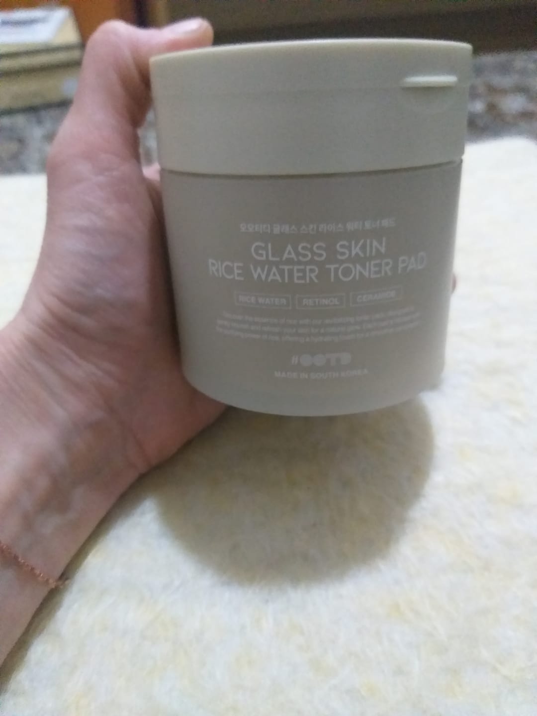 Customer photo review of СТЪКЛЕНА КОЖА Тонер - Падове с РЕТИНОЛ срещу бръчки OOTD R+Glass Skin Rice Water Toner Pad