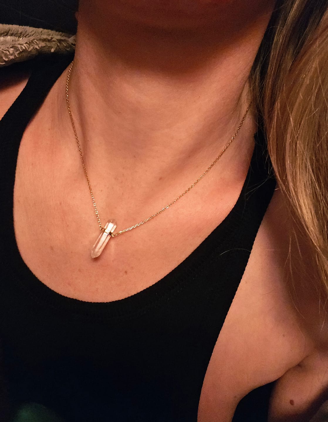 Customer photo review of Clear quartz sterling silver necklace