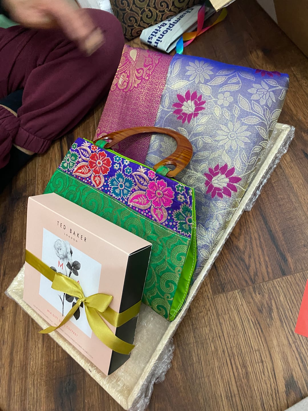 Customer photo review of 18" x 18" Solid Reusable Wooden Tray With Lids