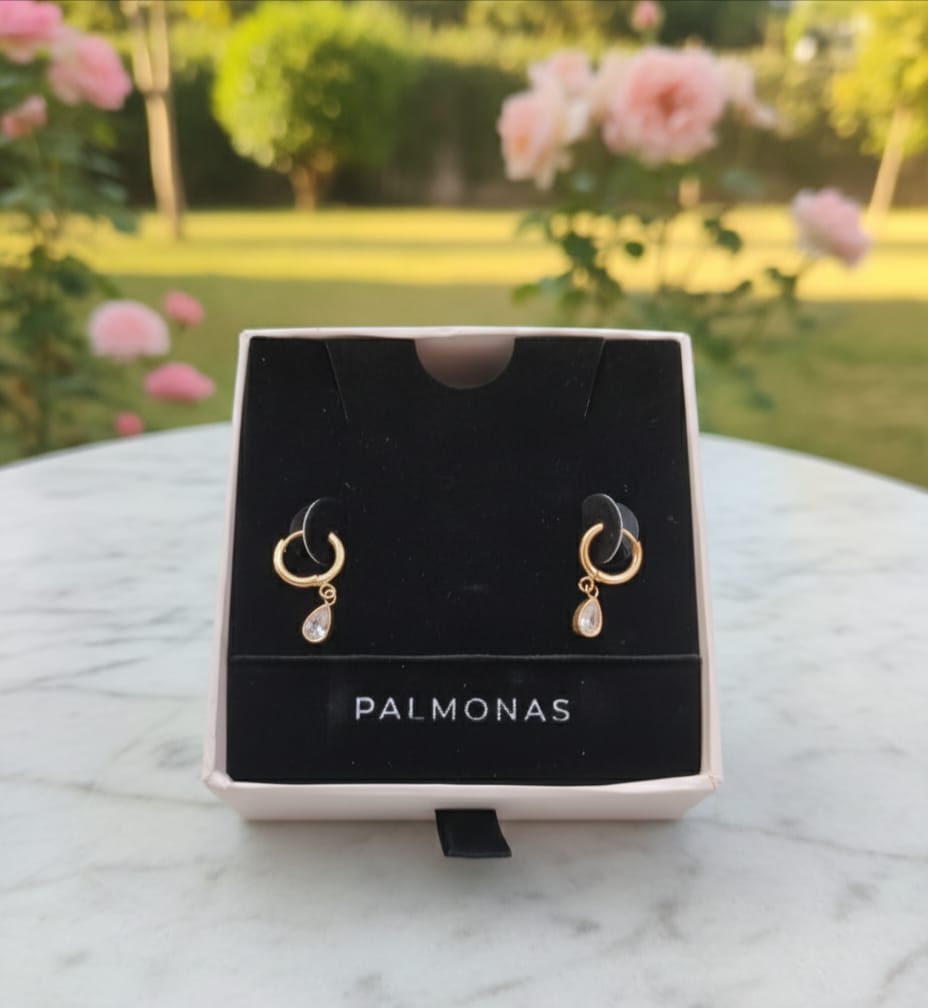 Customer photo review of Solitaire Drop Hoop Earrings