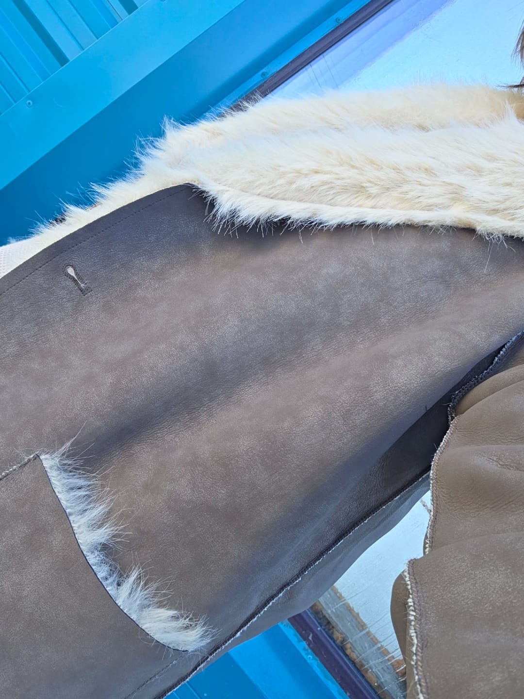 Customer photo review of Sierra Faux Fur Suede Long Coat