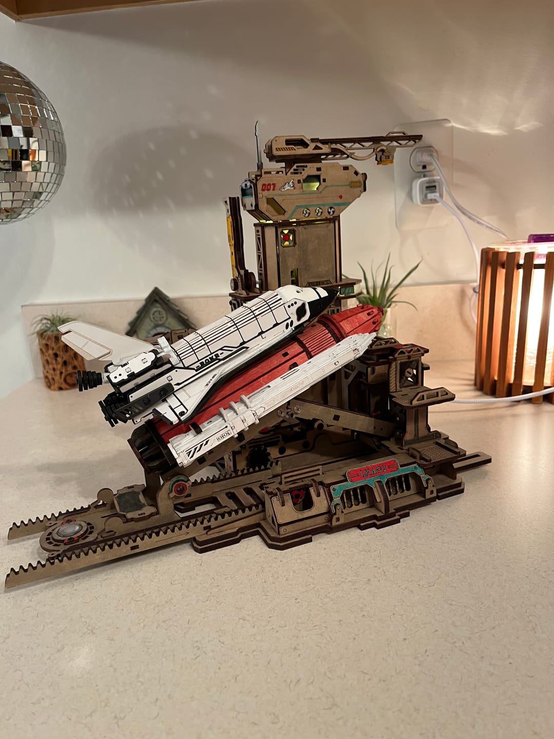 Customer photo review of 3D Wooden Space Shuttle Puzzle with LED Effects – Interactive Model