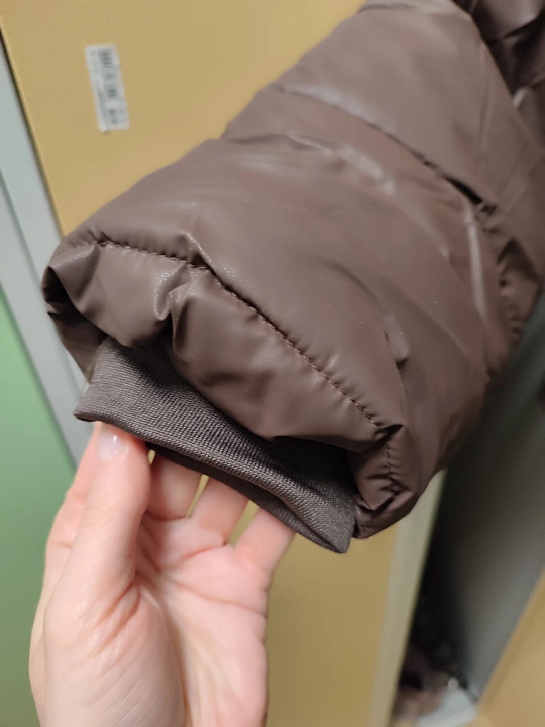 Customer photo review of Sammy Faux Leather Puffer Jacket