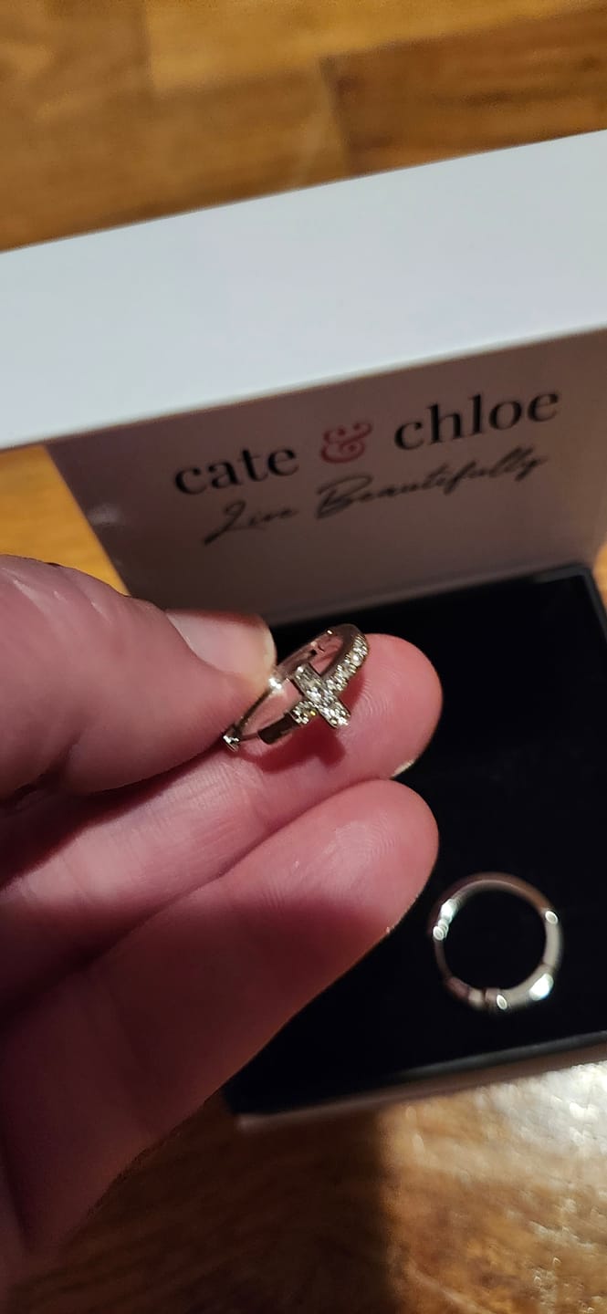 Customer photo review of Danielle 18k White Gold Plated 18mm Hoop Cross Earrings with Swarovski Crystals