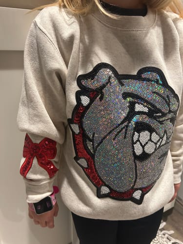 Customer photo review of Bulldogs Red Collar Sequins Patch