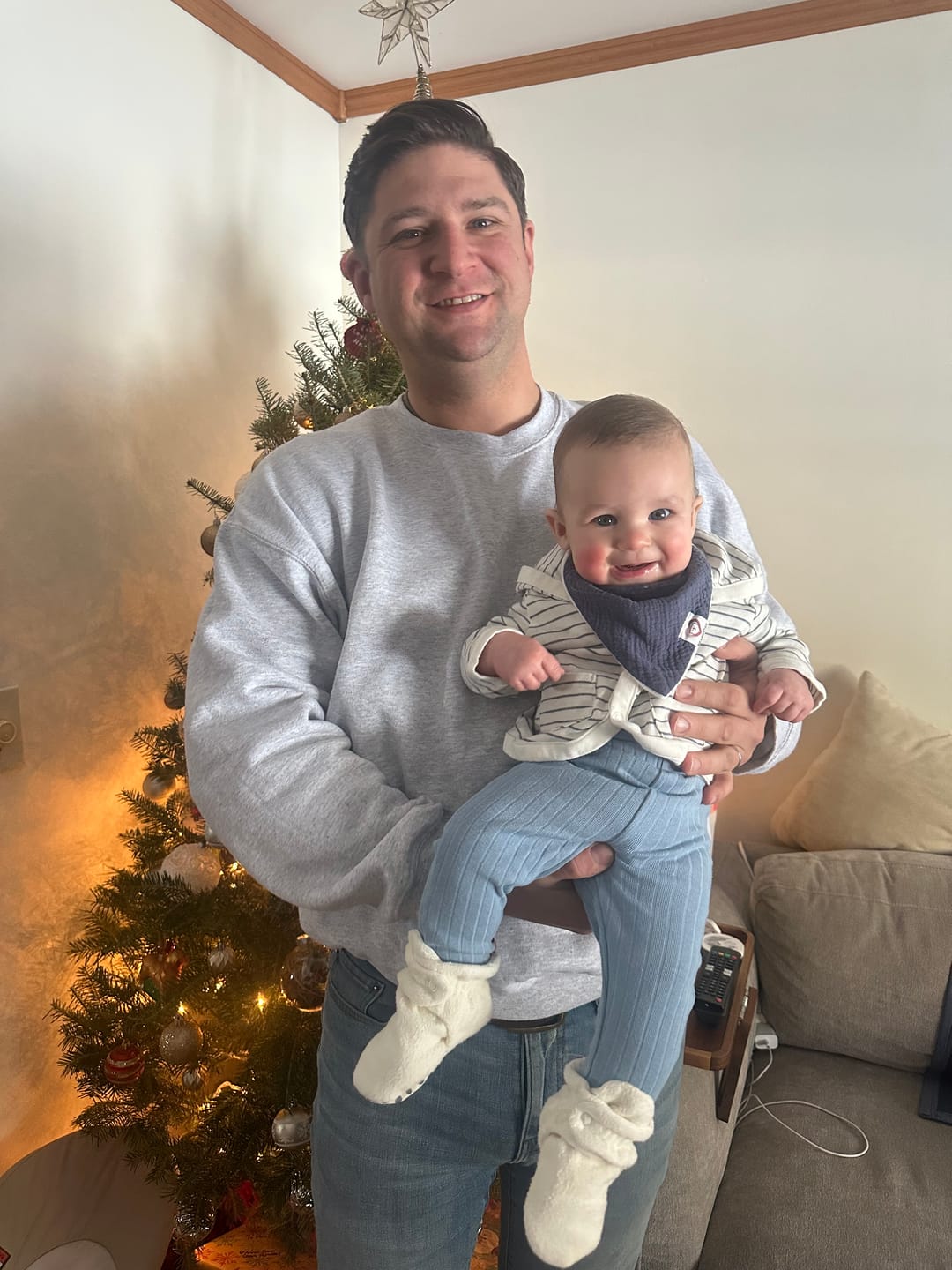Customer photo review of Cozie Fleece Gripper Baby Bootie - Cream